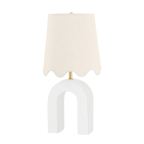 Roshani Aged Brass and Ceramic Raw Matte White One-Light Table Lamp, image 1