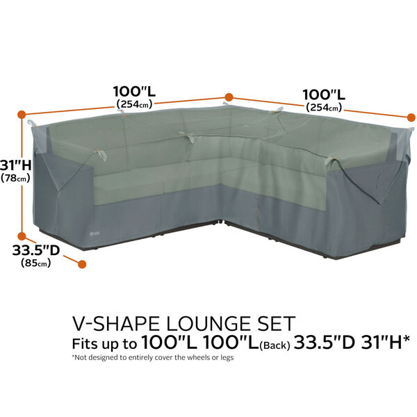Poplar Monument Grey 100-Inch Patio V-Shaped Sectional Lounge Set Cover, image 4