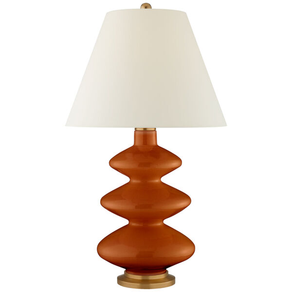 Smith Large Table Lamp in Cinnabar with Natural Percale Shade by Christopher Spitzmiller, image 1