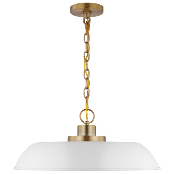 Colony Matte White and Burnished Brass One-Light Pendant, image 3