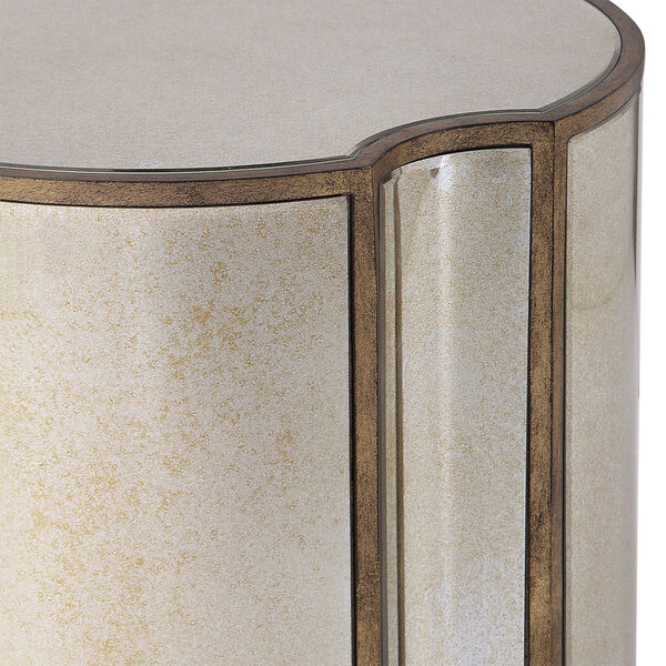 Harlow Antique Brass Mirrored Accent Table, image 3