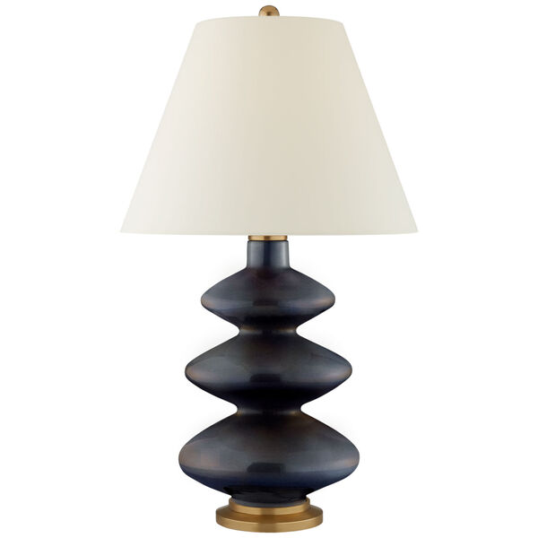 Smith Large Table Lamp in Mixed Blue Brown with Natural Percale Shade by Christopher Spitzmiller, image 1