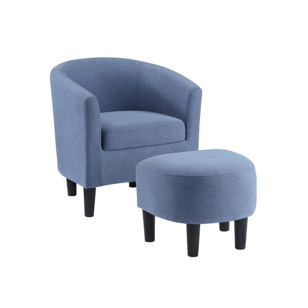 Take a Seat Blue Linen Churchill Accent Chair with Ottoman, image 1