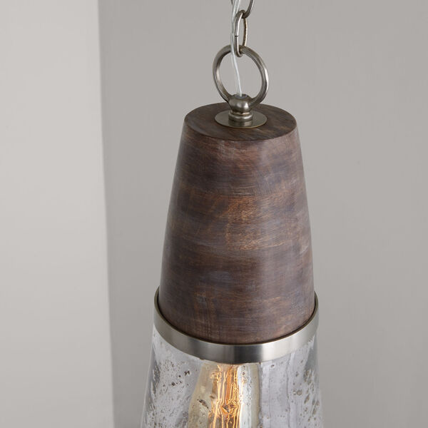 Connor Black Wash and Matte Nickel One-Light Mini Pendant with Clear Stone Seeded Glass, image 3