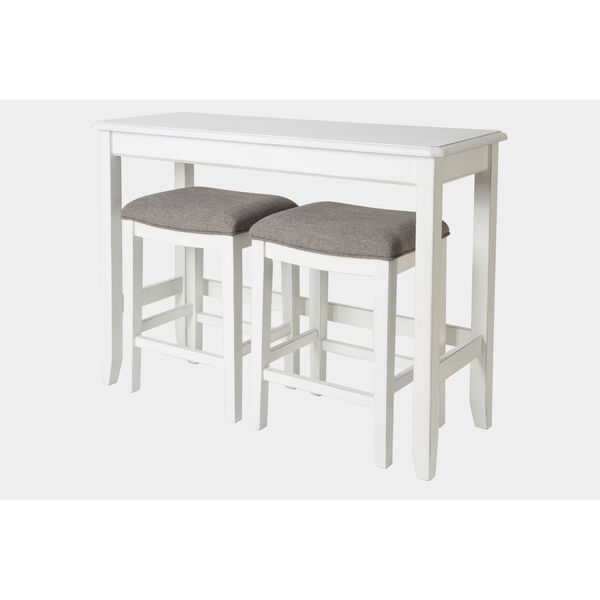 Distressed White Sofa Bar Table, Kitchen Bar Table And Stools Set