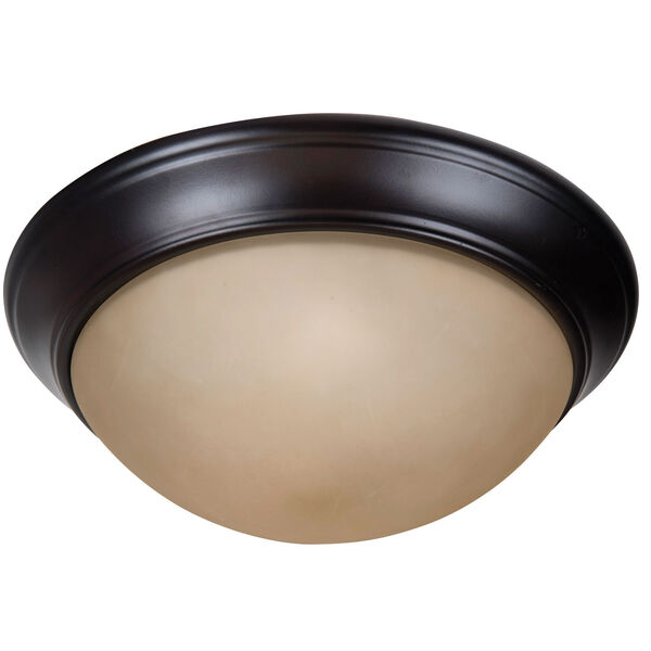 Pro Builder Premium Oiled Bronze Two-Light 13-Inch Flush Mount with Amber Twist Glass Shade, image 1