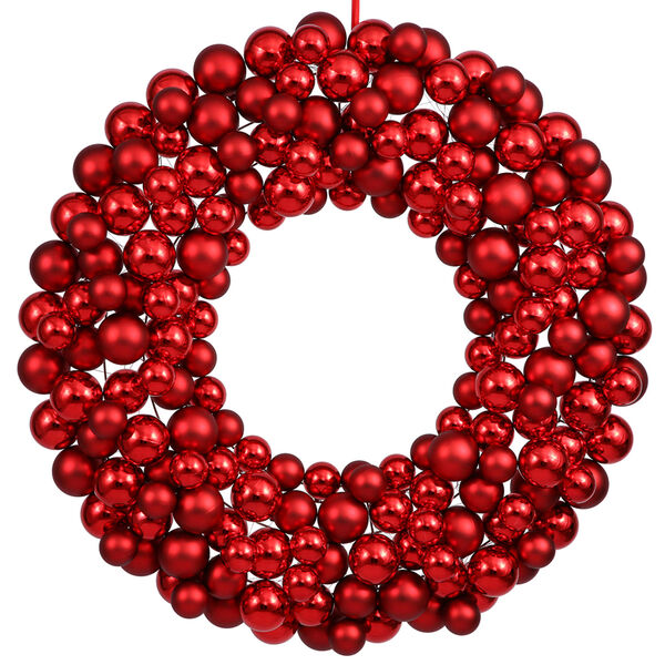 Red 36-Inch Ball Wreath, image 1