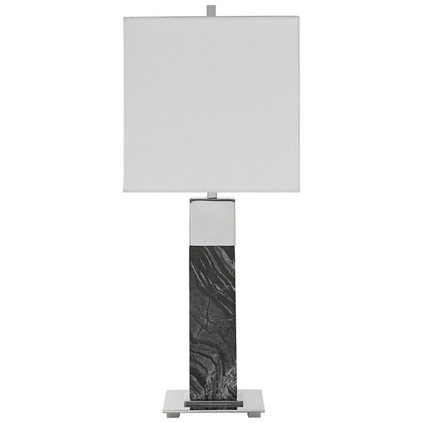 Pilaster Gray and White One-Light Marble Table Lamp, image 1