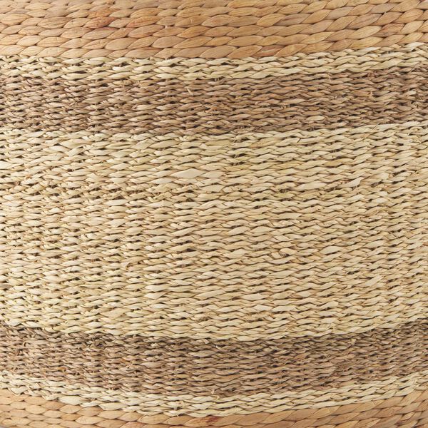 Maya Light Brown Striped Seagrass Round Pouf, image 5