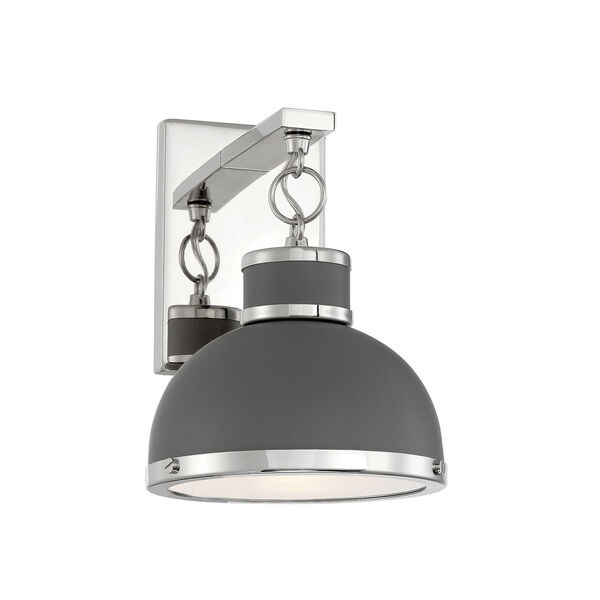 Corning Gray and Polished Nickel One-Light Wall Sconce, image 1