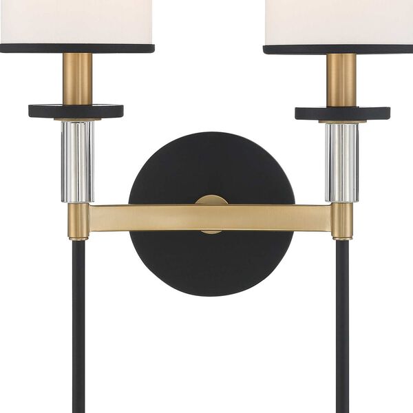 Hatfield Black Forged and Vibrant Gold Two-Light Wall Sconce, image 6