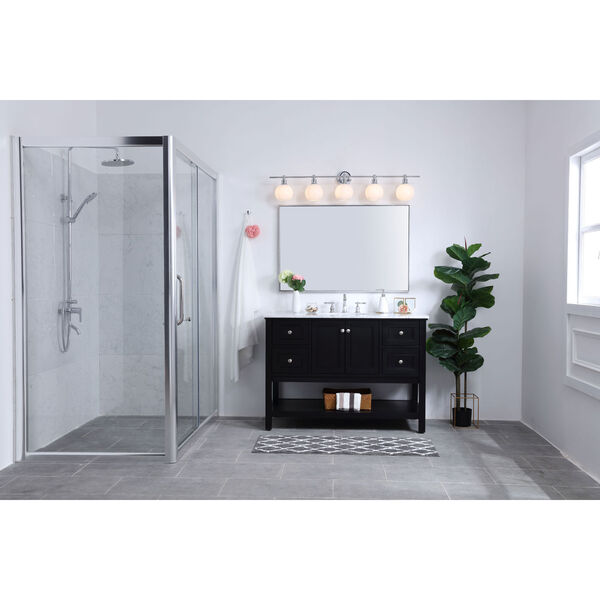 Collier Chrome Five-Light Bath Vanity with Frosted White Glass, image 2