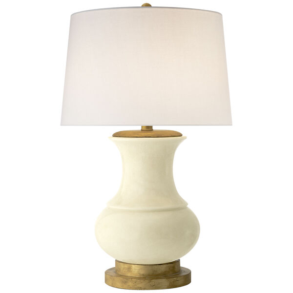 Deauville Table Lamp in Tea Stain Porcelain with Linen Shade by Chapman and Myers, image 1