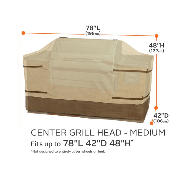 Ash Beige and Brown BBQ Grill Coverfor 78-Inch Island with Center Grill Head, image 4
