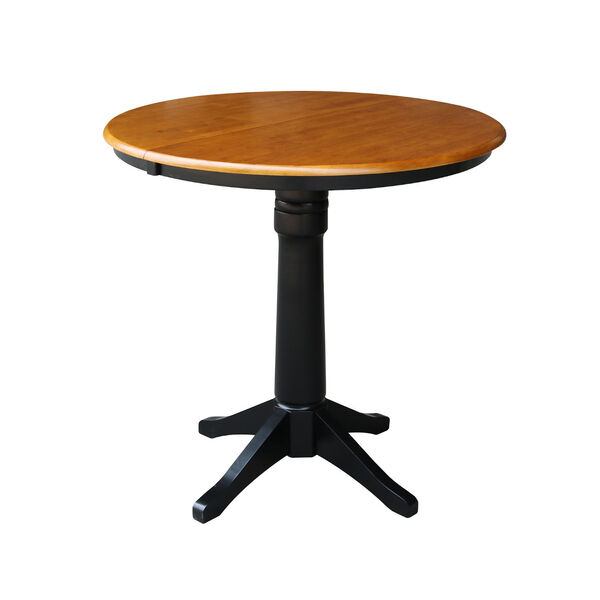 Black and Cherry 36-Inch Round Counter Height Extension Dining Table with Two Counter Stool, Three Piece, image 3