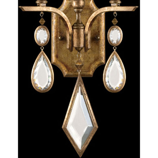 Encased Gems Two-Light Wall Sconce in Variegated Gold Leaf Finish with Clear Crystal Gems, image 2