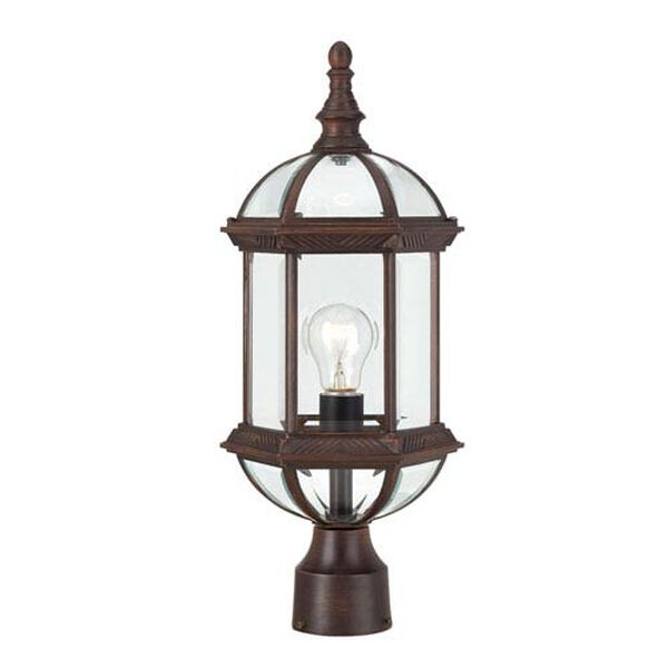 Boxwood Rustic Bronze Finish One Light Outdoor Post Mount with Clear Beveled Glass, image 1