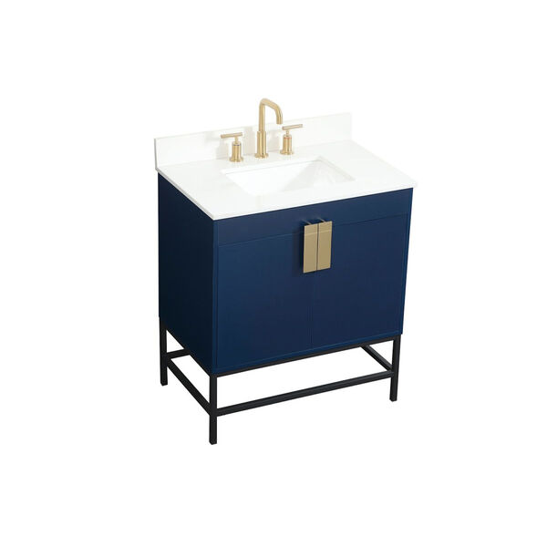 Eugene Blue 30-Inch Single Bathroom Vanity with Backsplash, image 1