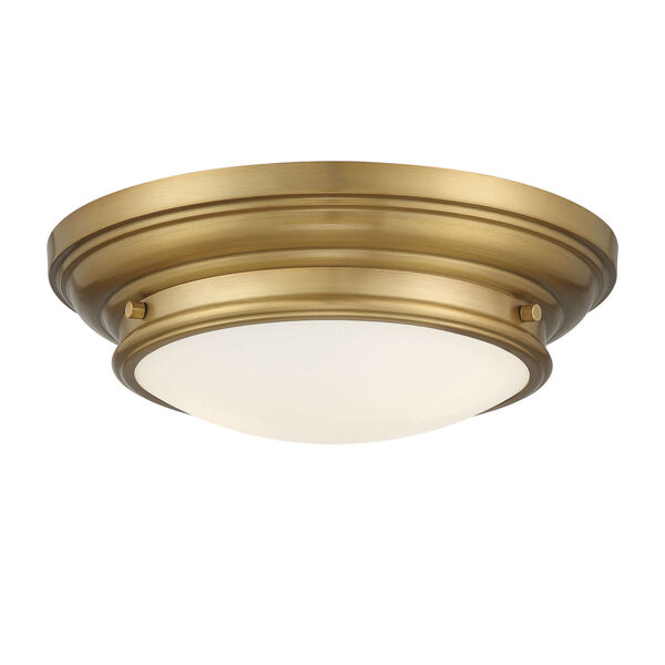 Whittier Natural Brass Two-Light Flush Mount with Round Glass, image 3