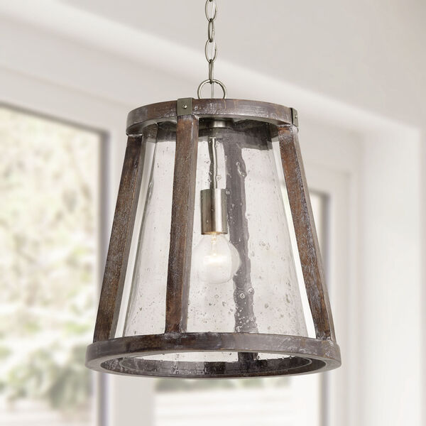 Connor Black Wash and Matte Nickel 20-Inch One-Light Pendant with Clear Stone Seeded Glass, image 2