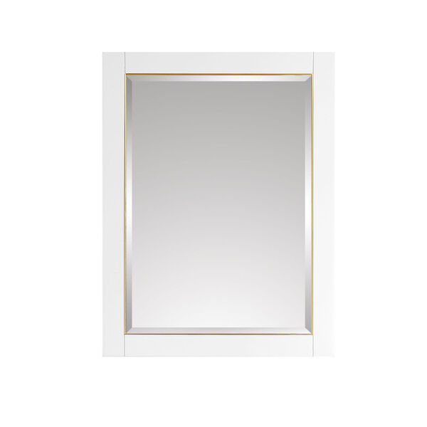 White 24-Inch Mirror with Gold Trim, image 1