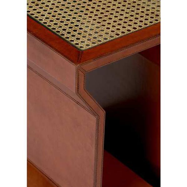 Natural Cognac Leather Side Table, image 4