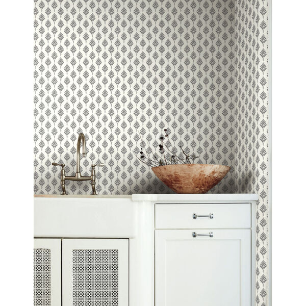Waters Edge Gray French Scallop Pre Pasted Wallpaper, image 1