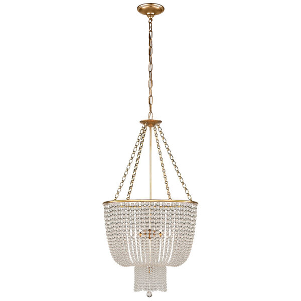 Jacqueline Chandelier in Hand-Rubbed Antique Brass with Clear Glass by AERIN, image 1