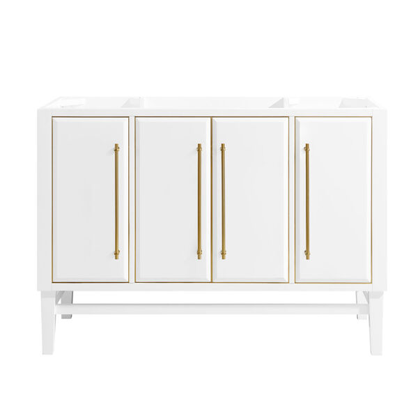 White 48-Inch Bath vanity Cabinet with Gold Trim, image 1