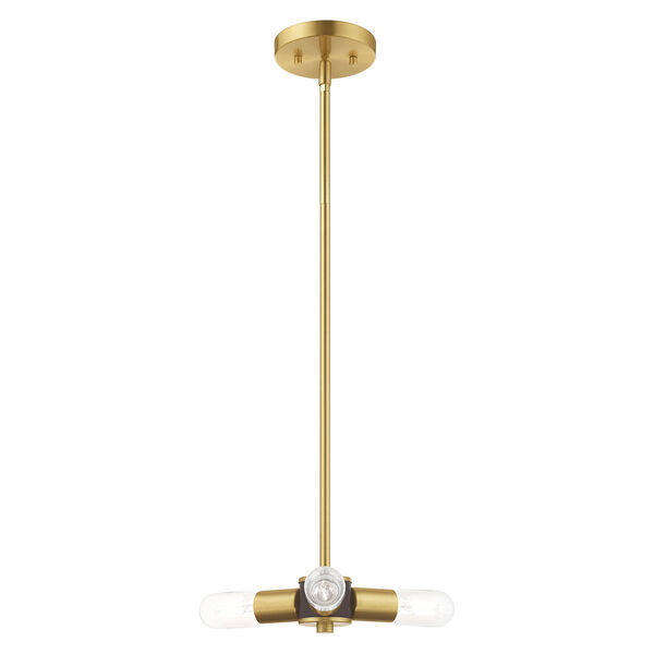 Copenhagen Satin Brass 13-Inch Three-Light Mini Chandelier, image 1