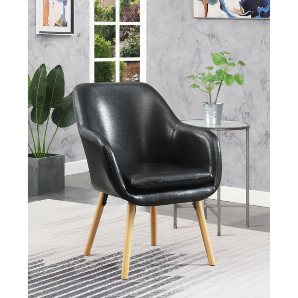 Take a Seat Black Faux Leather Charlotte Accent Chair, image 1