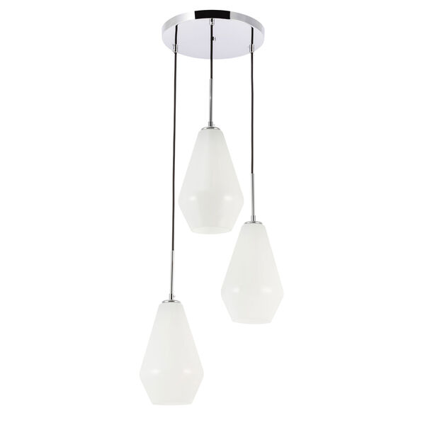 Gene Chrome Three-Light Pendant with Frosted White Glass, image 5