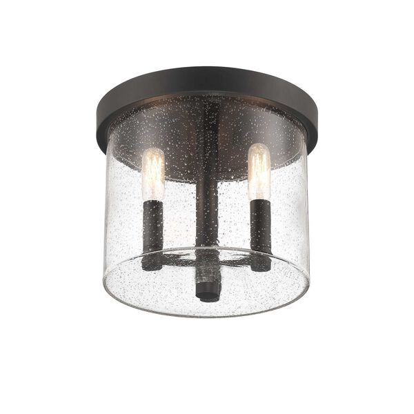 Otto Matte Black Three-Light Outdoor Flush Mount with Clear Seedy Glass Shade, image 6