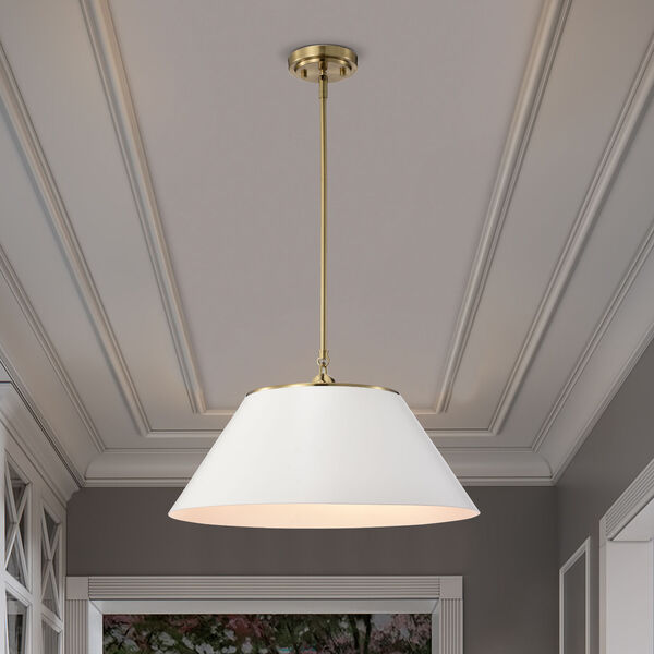 Dover White and Vintage Brass Three-Light Pendant, image 5