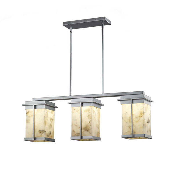 Alabaster Rocks! - Pacific Brushed Nickel Eight-Inch Three-Light LED Outdoor Chandelier, image 1