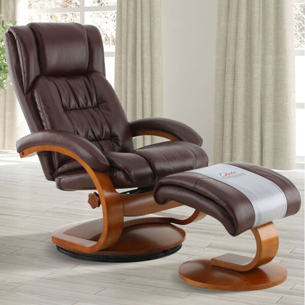 Selby Walnut Whisky Air Leather Manual Recliner with Ottoman, image 1