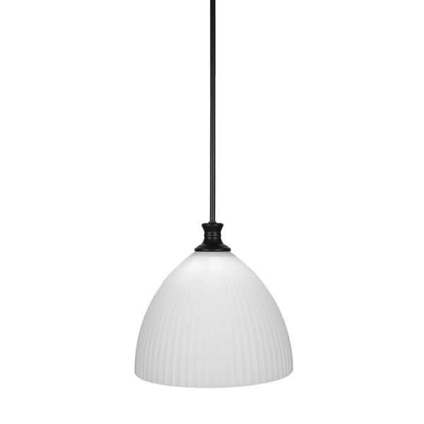 Carina Matte Black 14-Inch One-Light Pendant with Opal Frosted Glass Shade, image 1