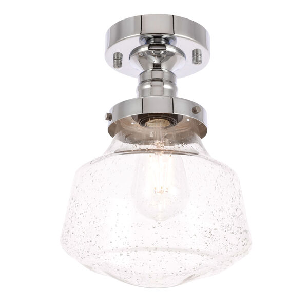 Lyle Chrome Eight-Inch One-Light Flush Mount with Clear Seeded Glass, image 5