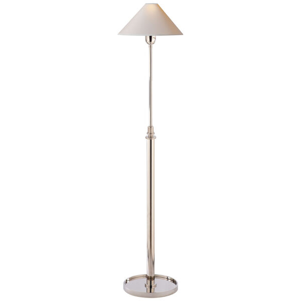 Hargett Floor Lamp in Polished Nickel with Natural Paper Shade by J. Randall Powers, image 1