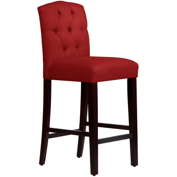 Linen Antique Red 46-Inch Tufted Arched Bar stool, image 1