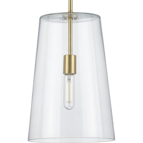 Clarion Satin Brass 11-Inch One-Light Pendant, image 1