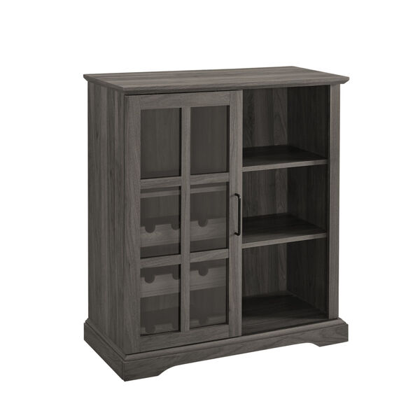 Lennon Slate Gray Sliding Glass Door Bar Cabinet, image 1