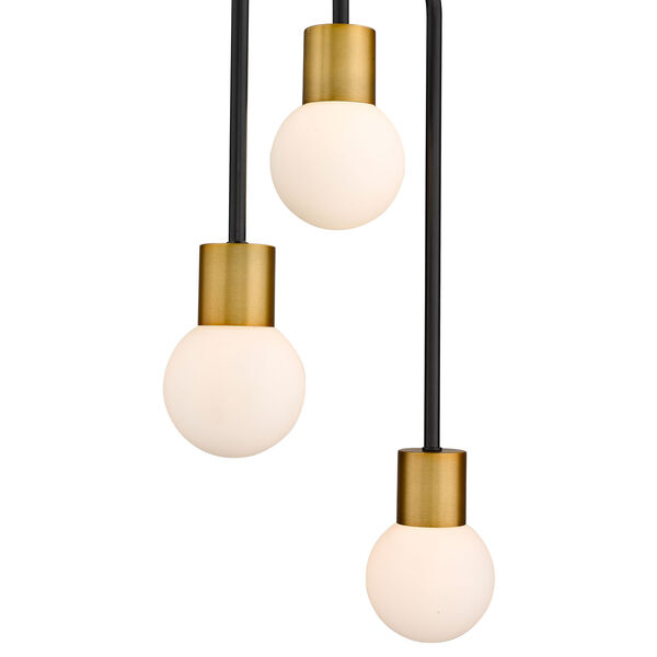 Neutra Matte Black and Foundry Brass Three-Light Chandelier, image 6
