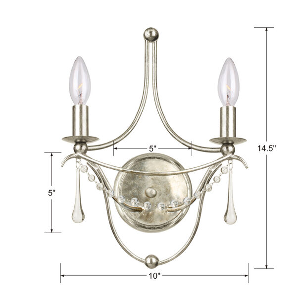 Metro II Two-Light Antique Sliver Wall Sconce, image 3