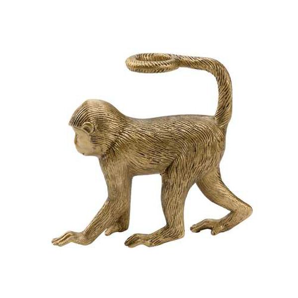 Antique Brass Left Facing Monkey Statue, image 7