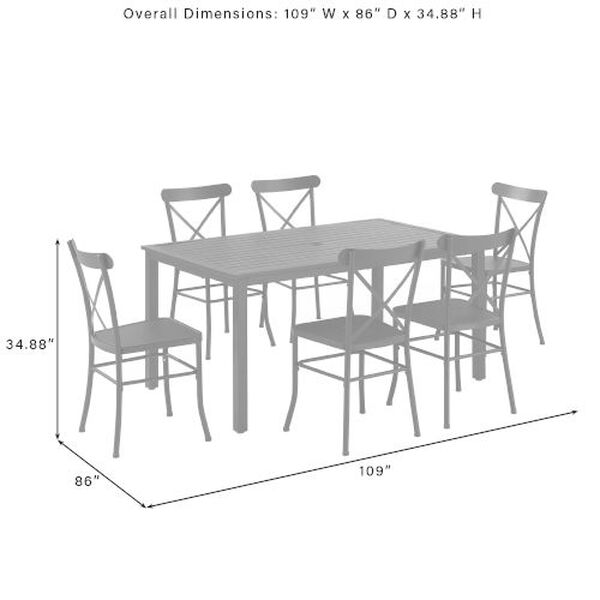 Astrid Matte Black Outdoor Metal Dining Set, Seven-Piece, image 6