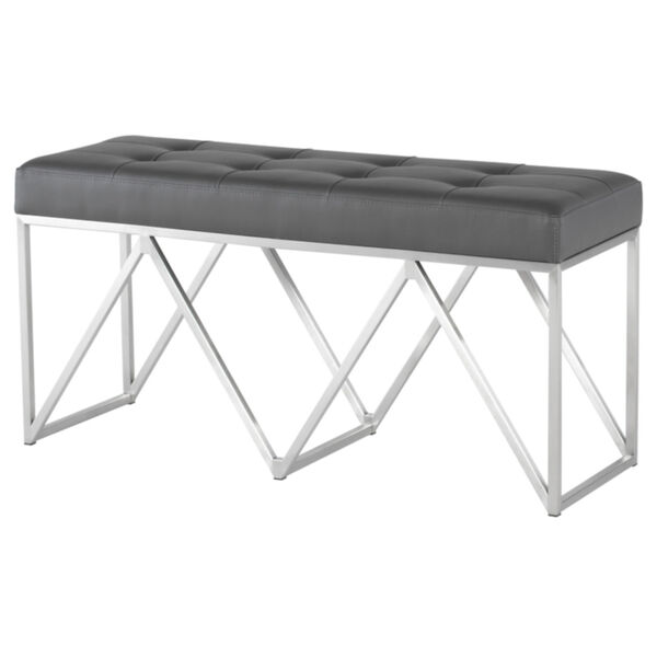 Celia Matte Gray and Silver Bench, image 1