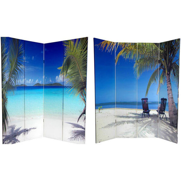 Six Ft. Tall Double Sided Ocean Canvas Room Divider, Width - 64 Inches, image 1