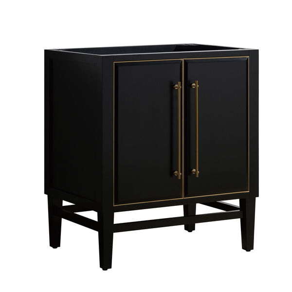 Black 30-Inch Bath vanity Cabinet with Gold Trim, image 2