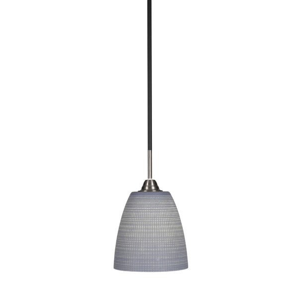 Paramount Matte Black and Brushed Nickel Eight-Inch One-Light Mini Pendant with Gray Matrix Glass Shade, image 1